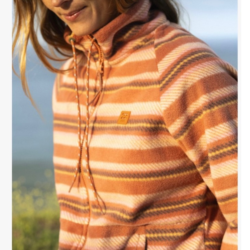 NWT Billabong Kiss the Earth Stripe Boundary Fleece Zip-Up Jacket